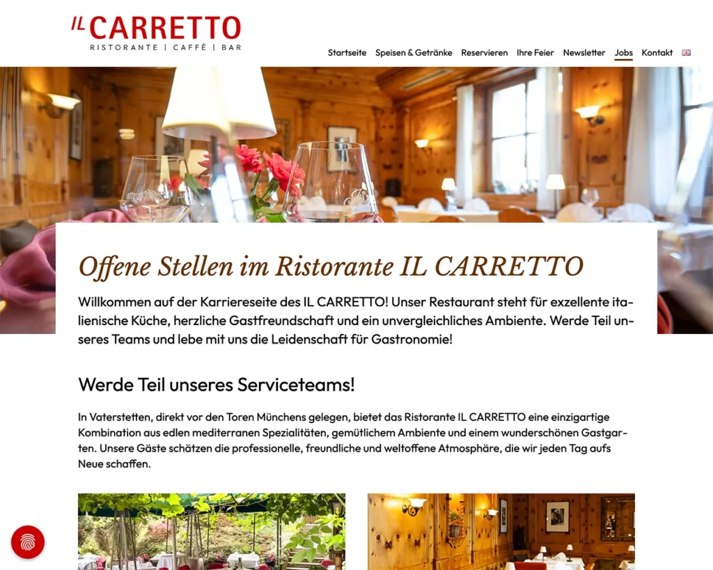 IL CARRETTO – Website, Jobs, Desktop-Ansicht