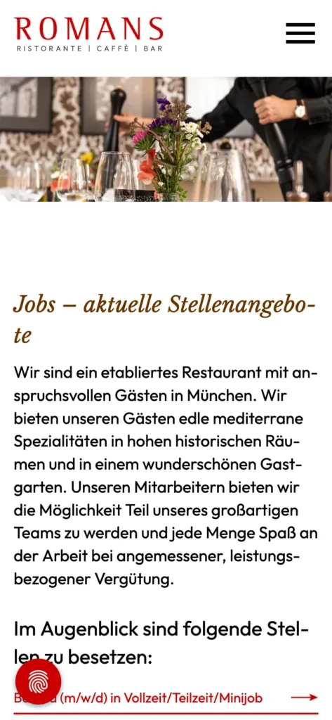 Case Study: Ristorante ROMANS, München – Jobs. Mobile