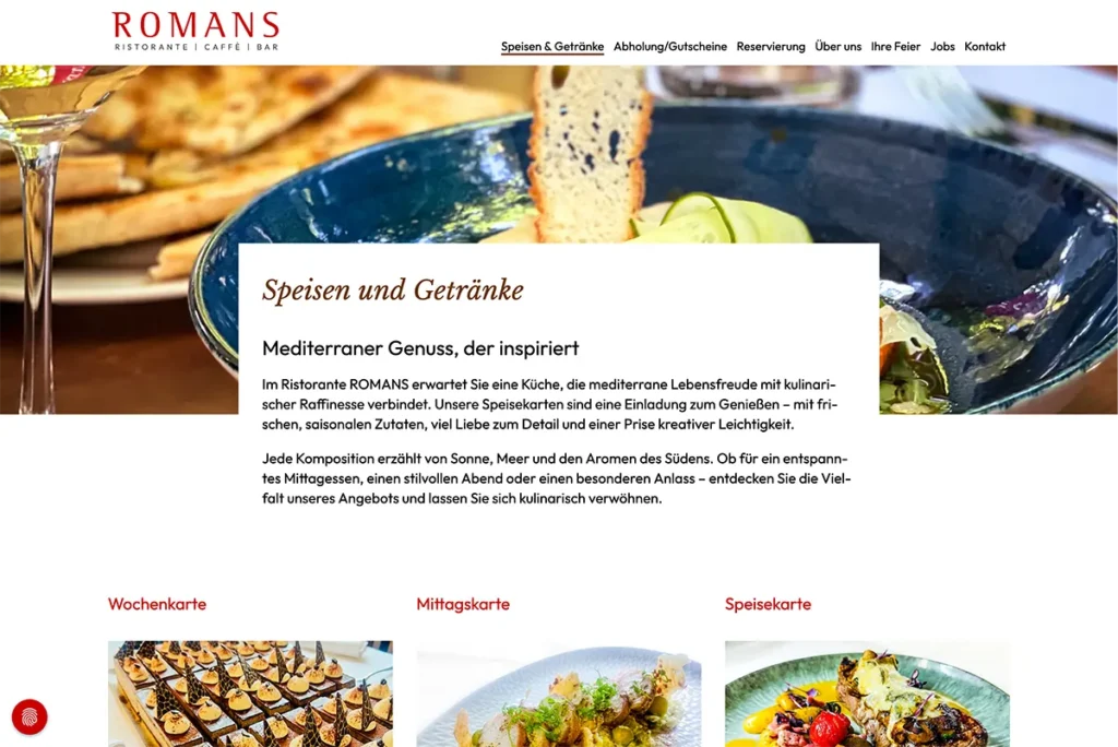 Case Study: Ristorante ROMANS, München – Speisen & Getränke, Desktop