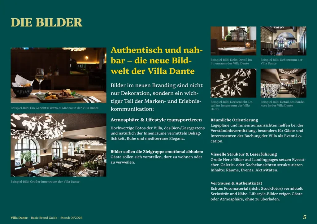 Villa Dante Branding: Brandbook – Bilder
